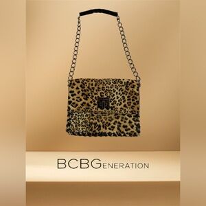 BCBGeneration Leopard Print Chain Envelope Bag